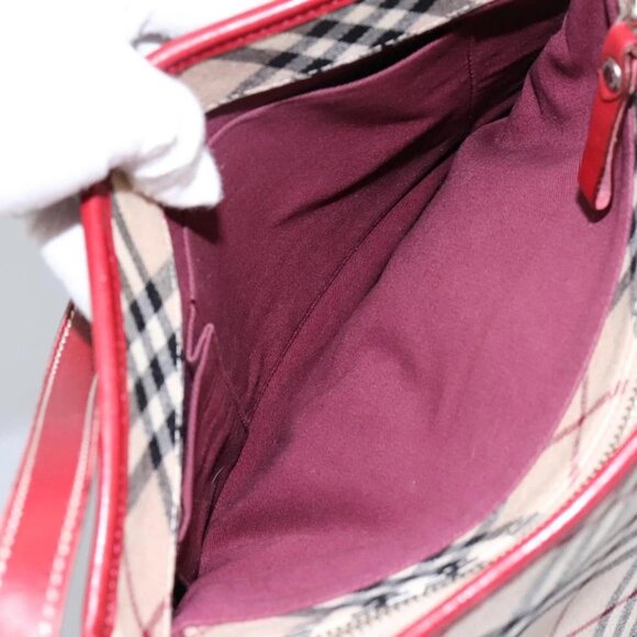 BURBERRY Nova Check Blue Label Shoulder Bag Canvas Beige Auth BD954 - Picture 10 of 16